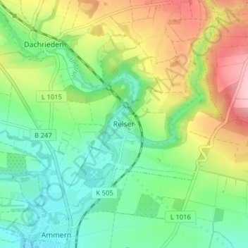 Topografische kaart Reiser, hoogte, reliëf