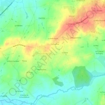 Topografische kaart Le Recoignot, hoogte, reliëf