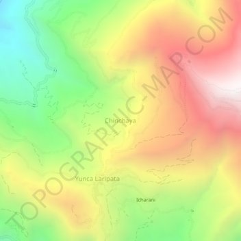 Topografische kaart Chinchaya, hoogte, reliëf