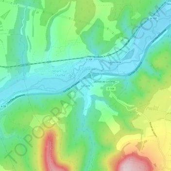Topografische kaart La Cude, hoogte, reliëf