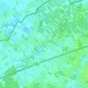 Topografische kaart Nieuwdorp, hoogte, reliëf