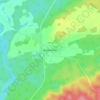 Topografische kaart Radach, hoogte, reliëf