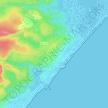 Topografische kaart Saint-Pierre-la-Mer, hoogte, reliëf