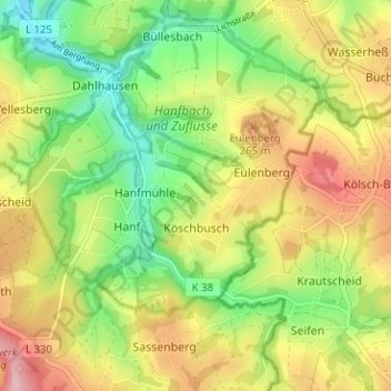Topografische kaart Heide, hoogte, reliëf