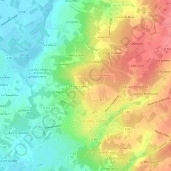 Topografische kaart La Ceriseraie, hoogte, reliëf