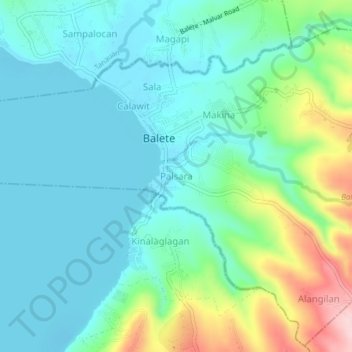 Topografische kaart Palsara, hoogte, reliëf