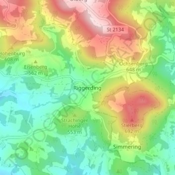 Topografische kaart Riggerding, hoogte, reliëf