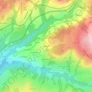 Topografische kaart Le Regallet, hoogte, reliëf