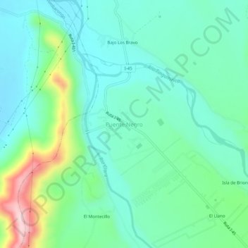 Topografische kaart Puente Negro, hoogte, reliëf