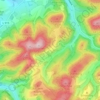 Topografische kaart Einhaus, hoogte, reliëf