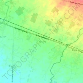 Topografische kaart Lagalag, hoogte, reliëf