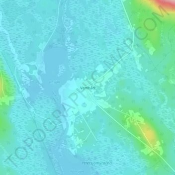 Topografische kaart Vemhån, hoogte, reliëf