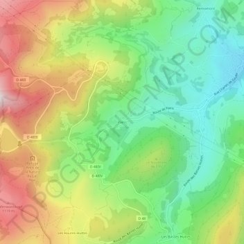 Topografische kaart Pairis, hoogte, reliëf