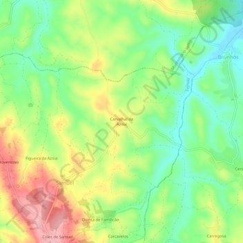 Topografische kaart Carvalhal da Azoia, hoogte, reliëf