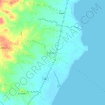 Topografische kaart Suclaran, hoogte, reliëf