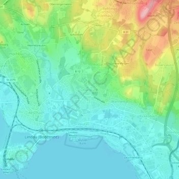 Topografische kaart Oberreutin, hoogte, reliëf