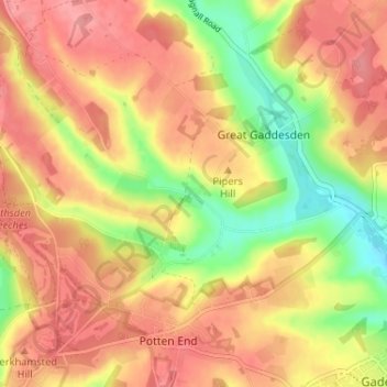 Topografische kaart Nettleden, hoogte, reliëf