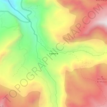 Topografische kaart Leonera, hoogte, reliëf