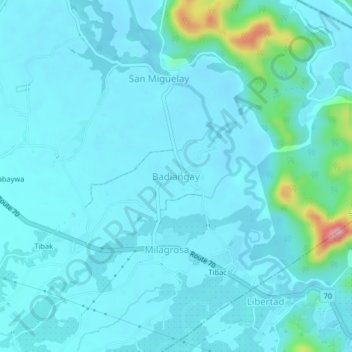 Topografische kaart Badiangay, hoogte, reliëf