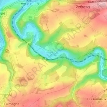 Topografische kaart Walzin, hoogte, reliëf
