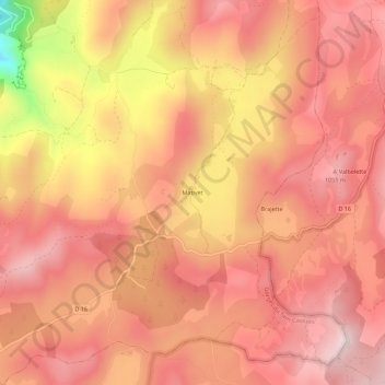 Topografische kaart Mativet, hoogte, reliëf