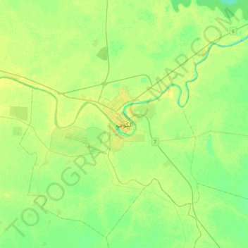 Topografische kaart الكوت, hoogte, reliëf