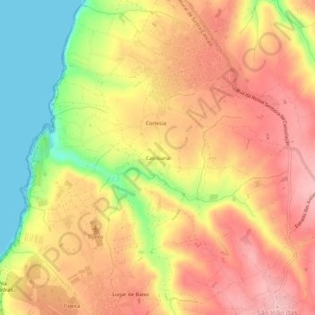 Topografische kaart Catribana, hoogte, reliëf