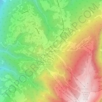 Topografische kaart Nevegal, hoogte, reliëf