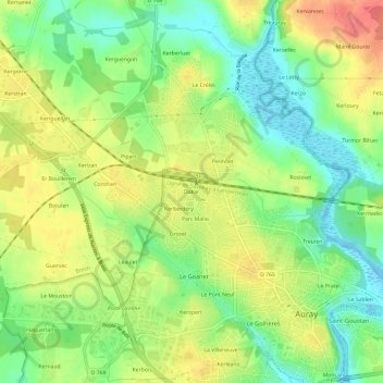 Topografische kaart Dakar, hoogte, reliëf
