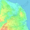 Topografische kaart Bundaberg, hoogte, reliëf