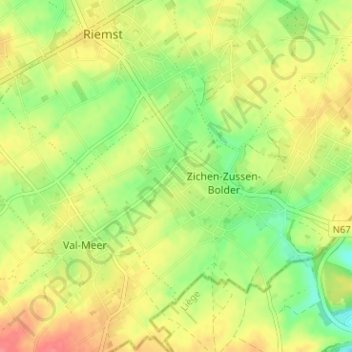Topografische kaart Bolder, hoogte, reliëf