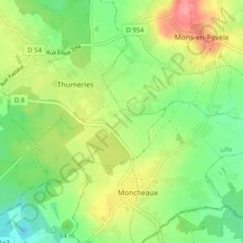 Topografische kaart L'Olizier, hoogte, reliëf