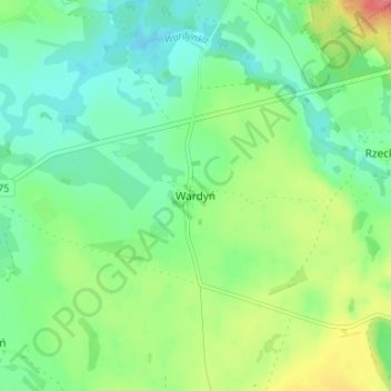 Topografische kaart Wardin, hoogte, reliëf