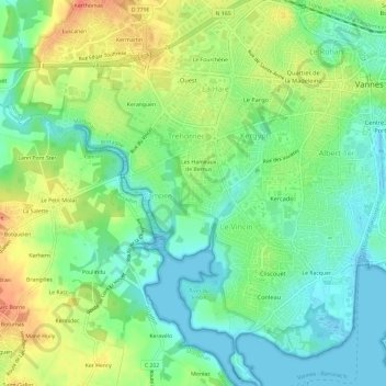 Topografische kaart Le Clos de Bernus, hoogte, reliëf