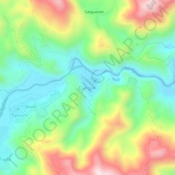 Topografische kaart Cangalli, hoogte, reliëf