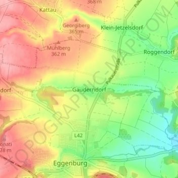 Topografische kaart Gauderndorf, hoogte, reliëf