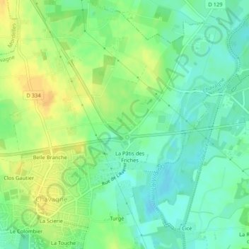 Topografische kaart Les Grands Evignés, hoogte, reliëf