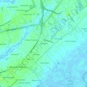 Topografische kaart Moss Park, hoogte, reliëf