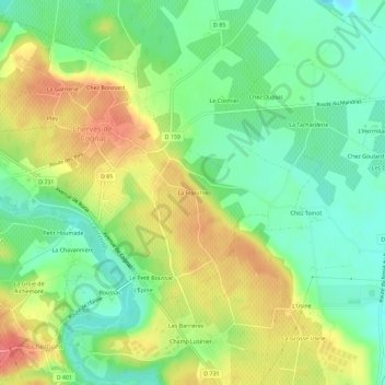 Topografische kaart La Franchie, hoogte, reliëf