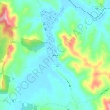 Topografische kaart Pajonal, hoogte, reliëf