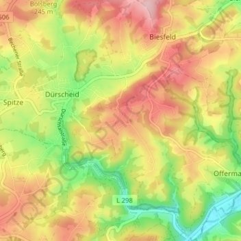 Topografische kaart Oberbörsch, hoogte, reliëf