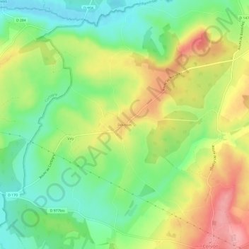 Topografische kaart Doussas, hoogte, reliëf