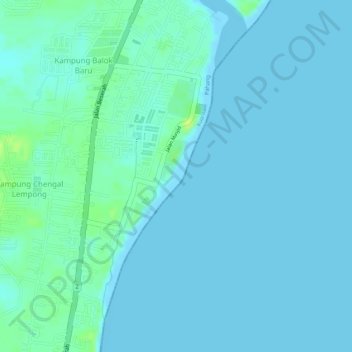 Topografische kaart Pantai Balok, hoogte, reliëf