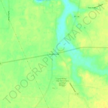 Topografische kaart Dodsonville, hoogte, reliëf