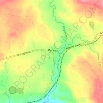 Topografische kaart Barraduff, hoogte, reliëf