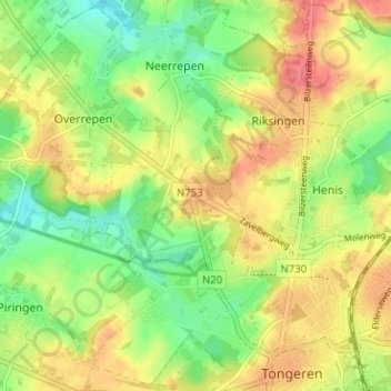 Topografische kaart Zavelberg, hoogte, reliëf