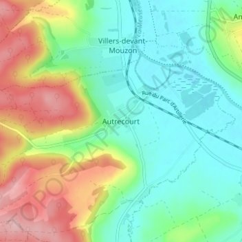 Topografische kaart Autrecourt, hoogte, reliëf