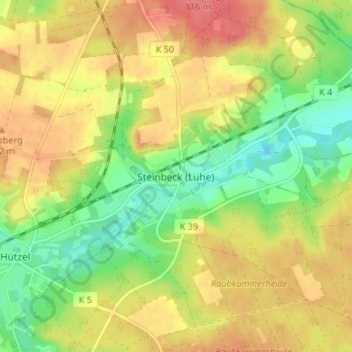 Topografische kaart Steinbeck (Luhe), hoogte, reliëf