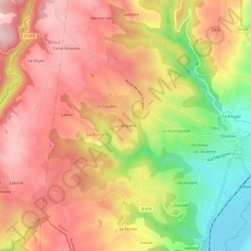 Topografische kaart La Balgairie, hoogte, reliëf