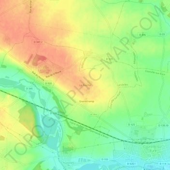 Topografische kaart La Touche, hoogte, reliëf
